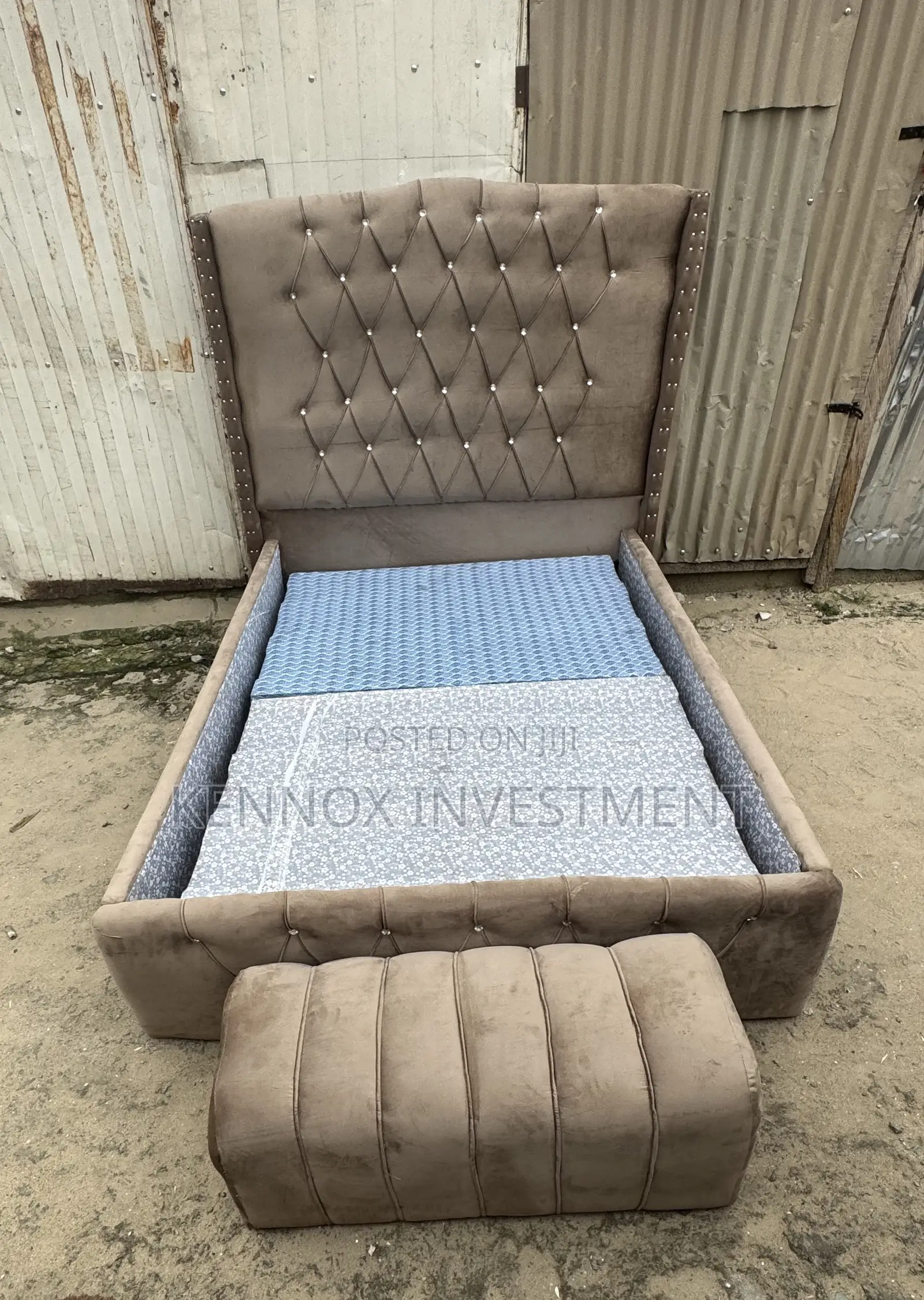 4.5 by 6 Upholstery Bedframe With an Ottoman