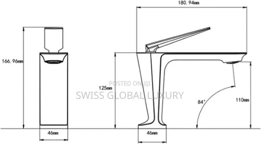 High Grade Bathroom Basin Mixer Tap, Also Available in Chrome.