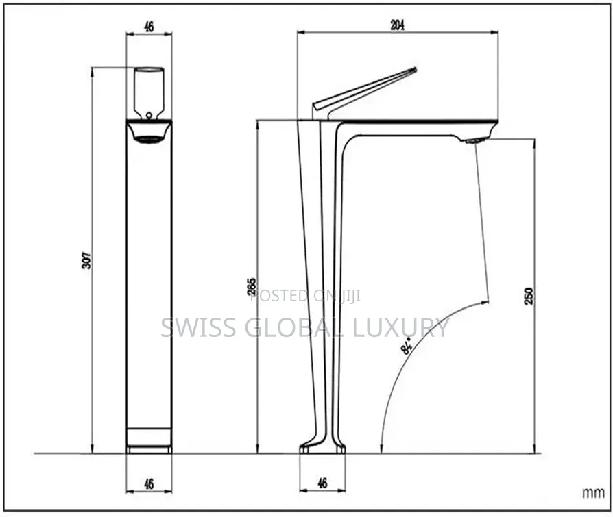 High Grade Bathroom Long Neck Basin Mixer Tap.