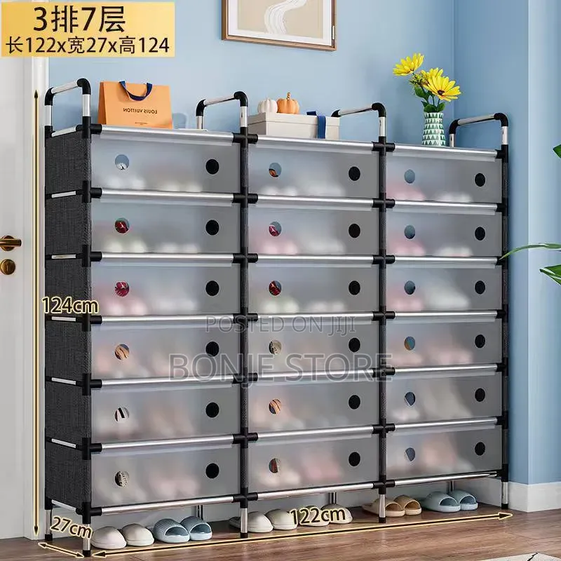 6 Layer 18 Column 3in1 Shoe Rack With Dust Proof Cover