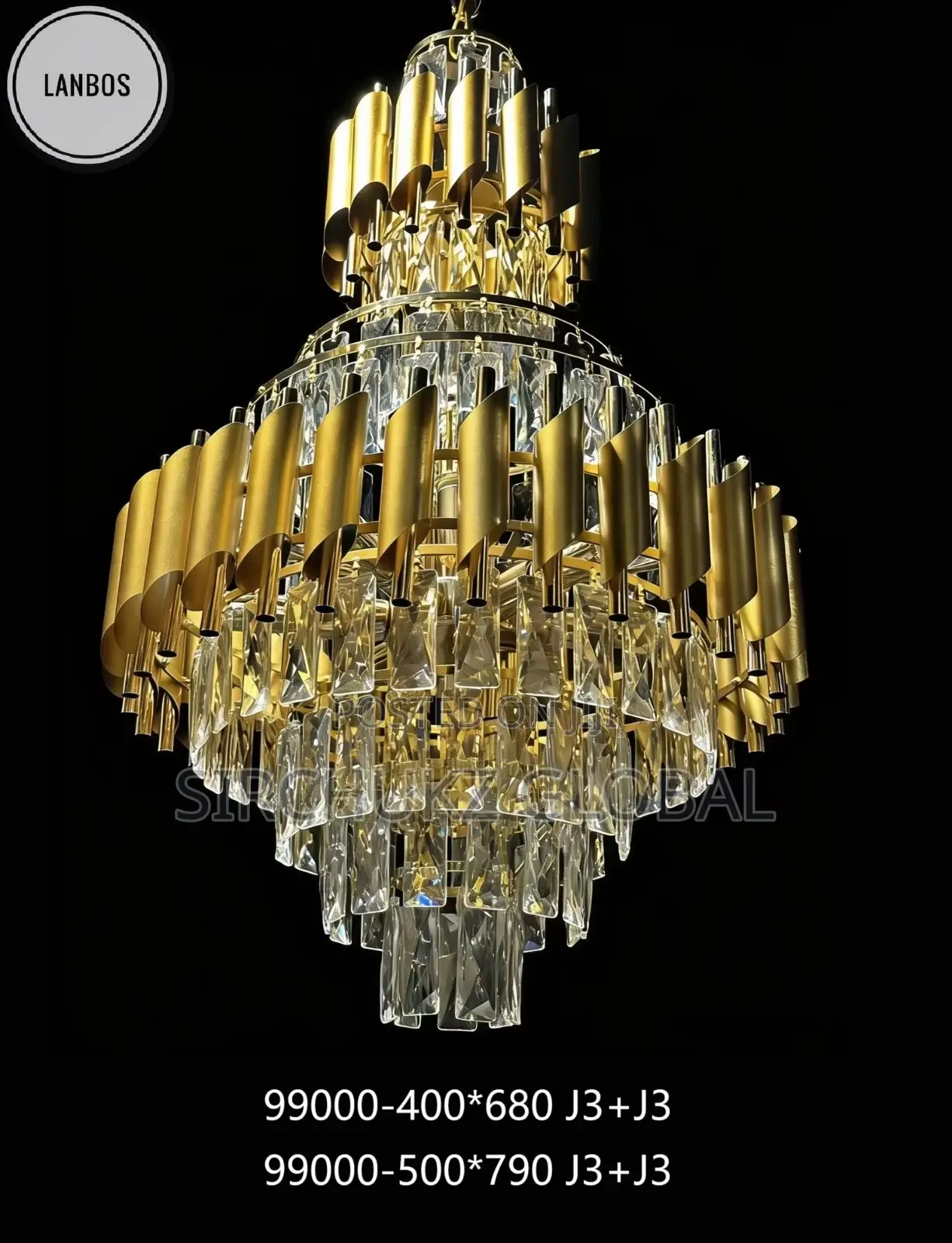 Luxury Black Gold Crystal Pendant Chandelier,