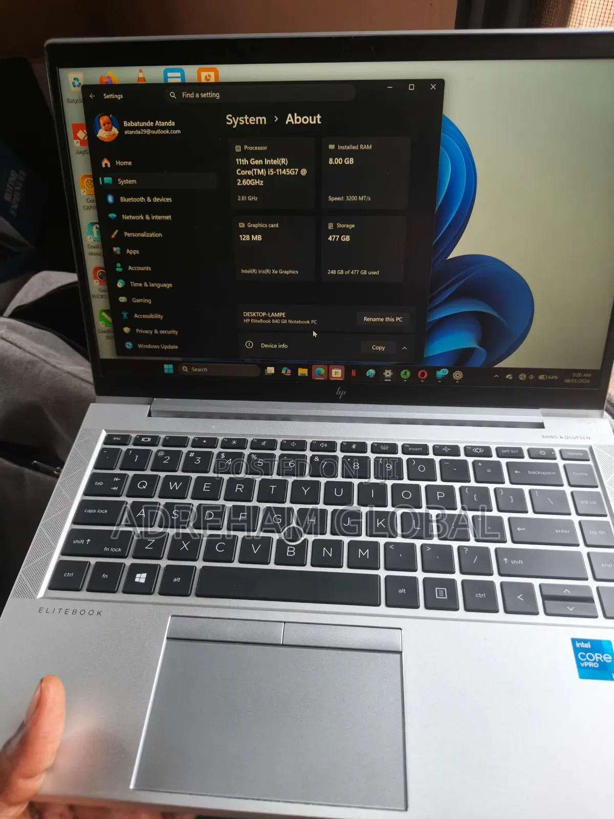 Laptop HP EliteBook 840 G8 8GB Intel Core i5 SSHD (Hybrid) 512GB