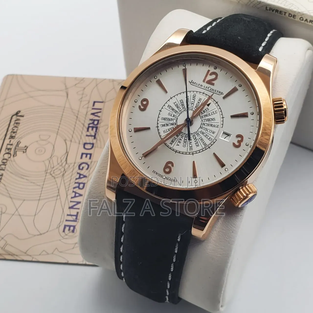 Jaeger Le Coultre Male Leather Wristwatch QUARTZ MOVEMENT