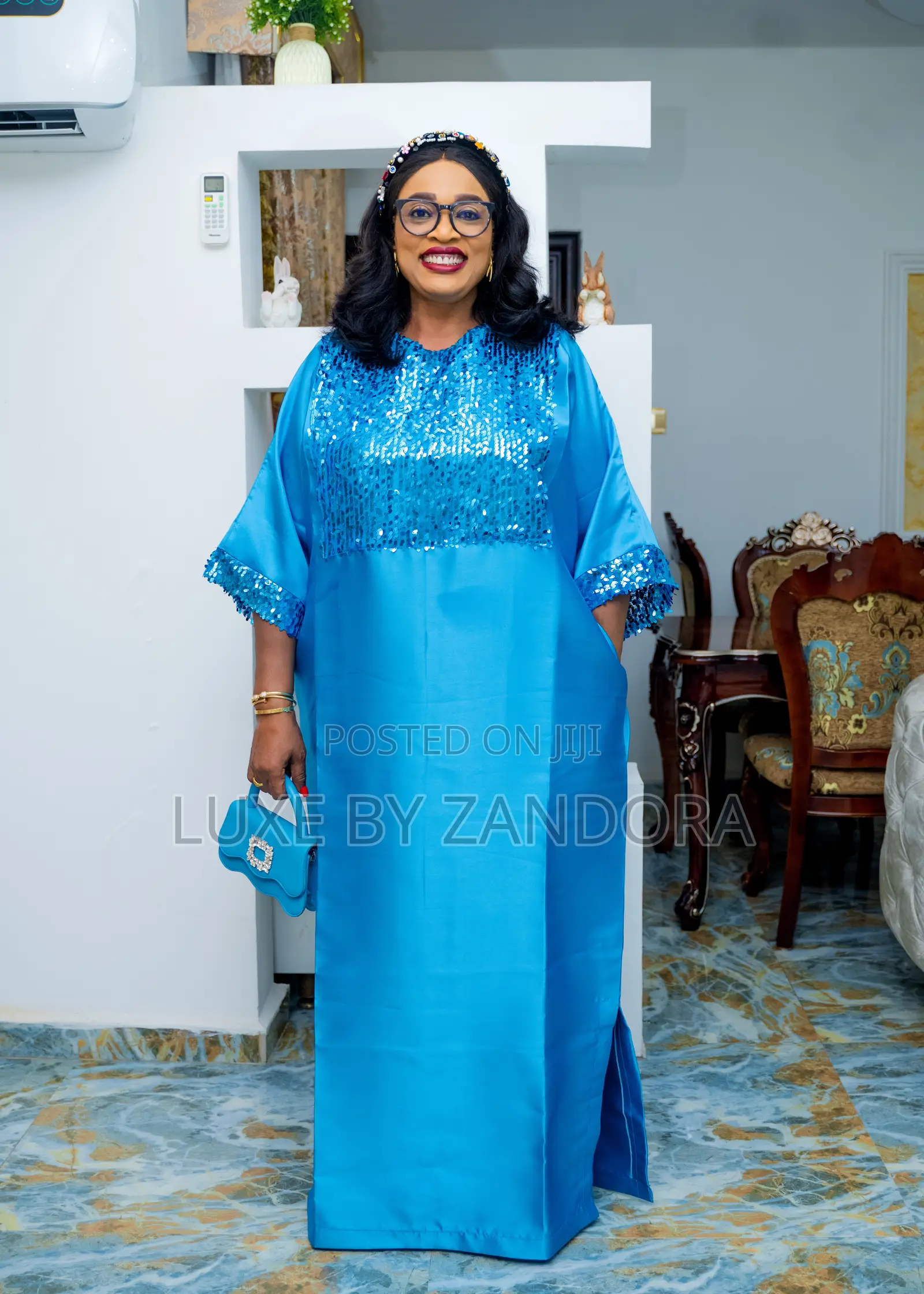 White and Blue Mikado Kaftans