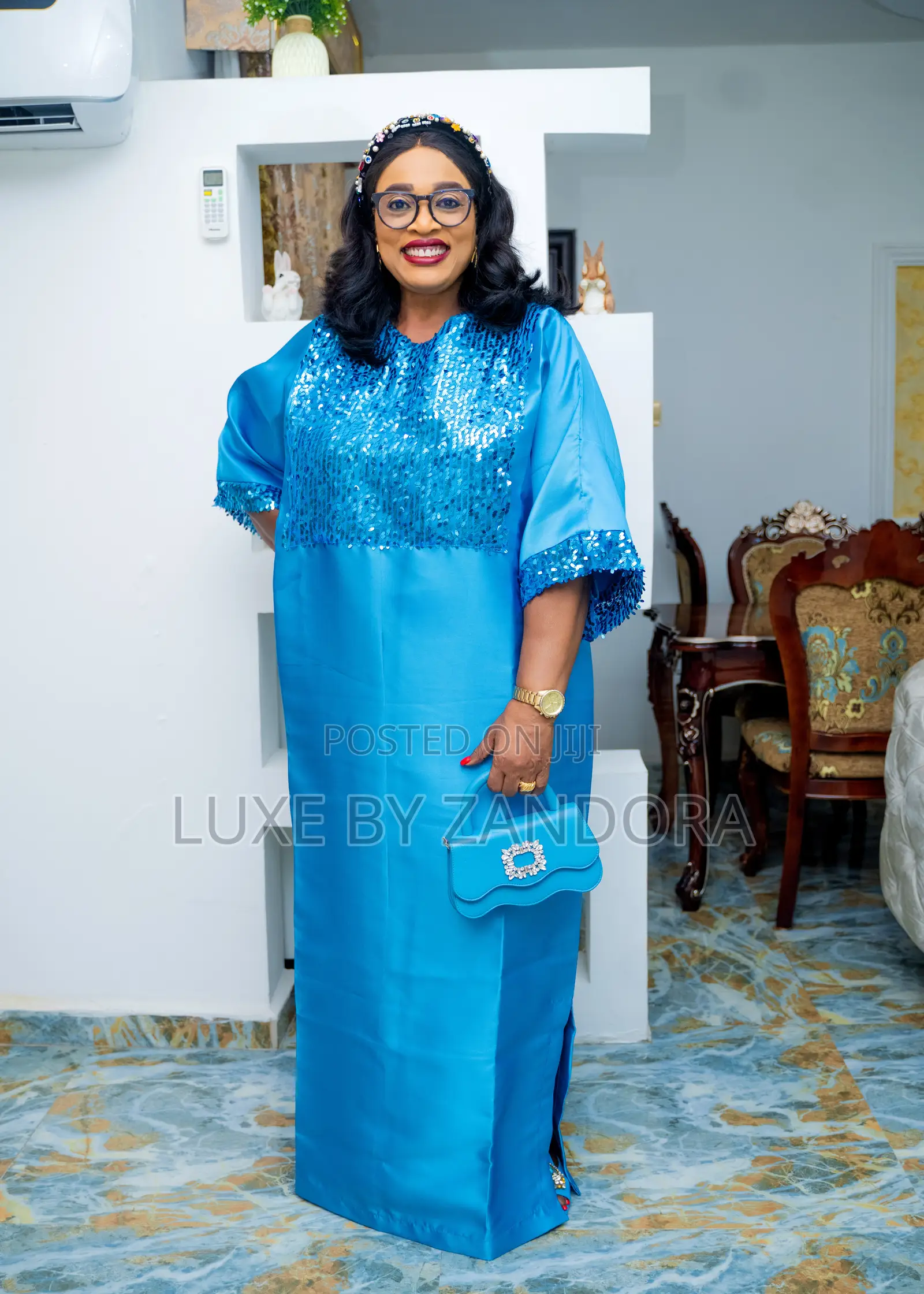 White and Blue Mikado Kaftans