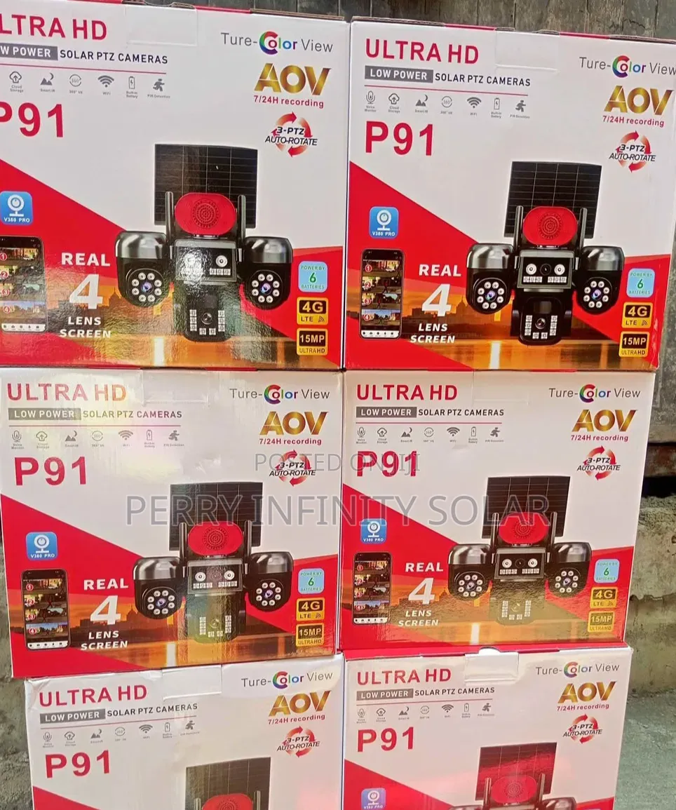 V380 Pro AOV Solar CCTV Camera | Real 4 Lens | 24H Recording| 4g/WiFi