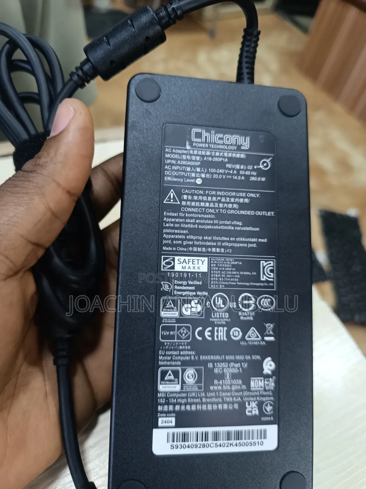 Acer Laptop Charger Adapter 280W Wattage 20V - 14A. Follow Come