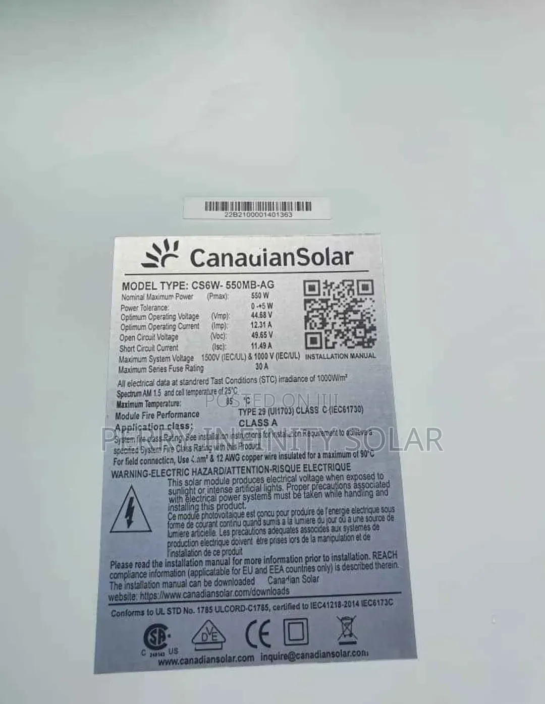 Canadian Solar 550W 144 Cells Mono Solar Panel – High Efficiency