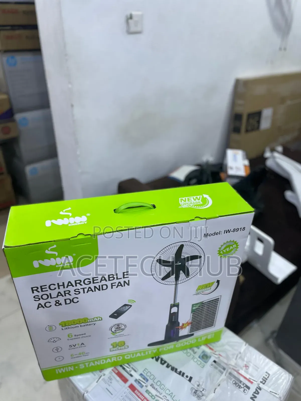 18 Inch IWIN Standing Fan With Long Battery Backup