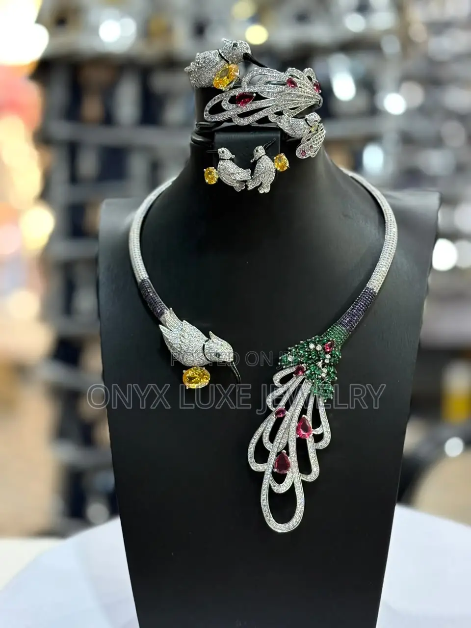 Luxury Peacock- Inspired Crystal Necklace