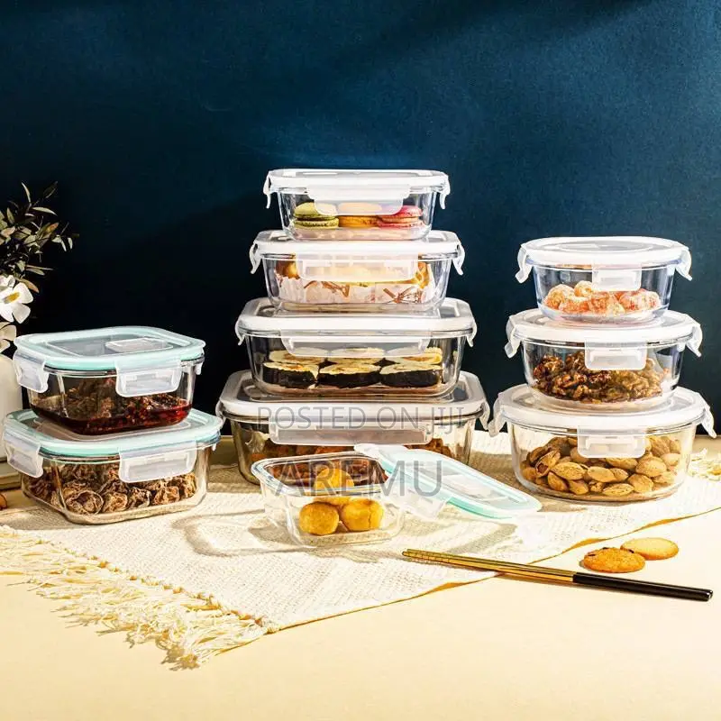 4 in 1 Lock Fresh Glass Bowl Set With Plastic Lid