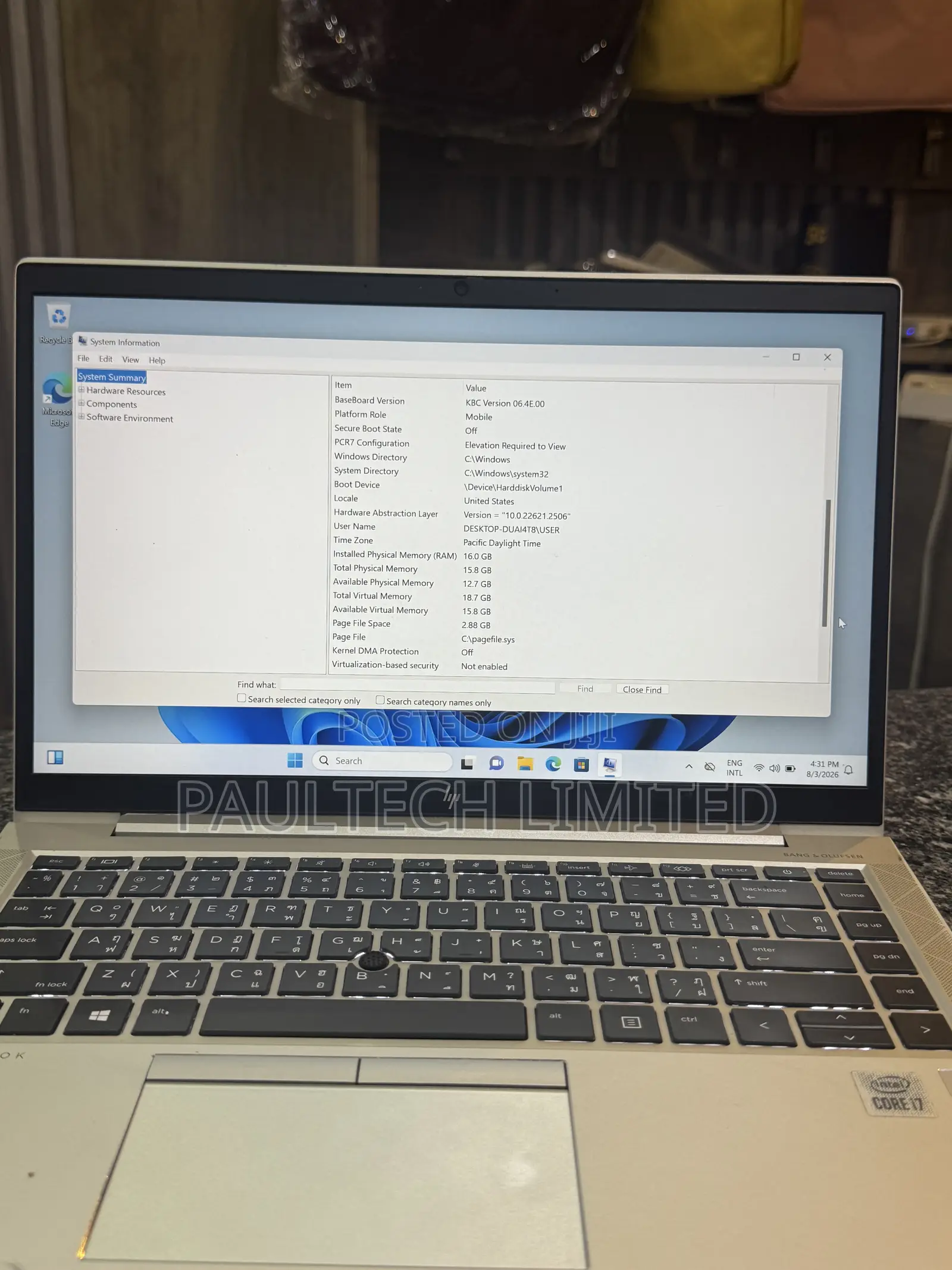 Laptop HP EliteBook 840 G7 16GB Intel Core i7 SSD 256GB