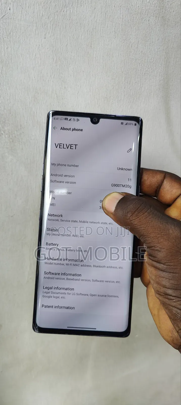 LG Velvet 5G 128 GB Gray