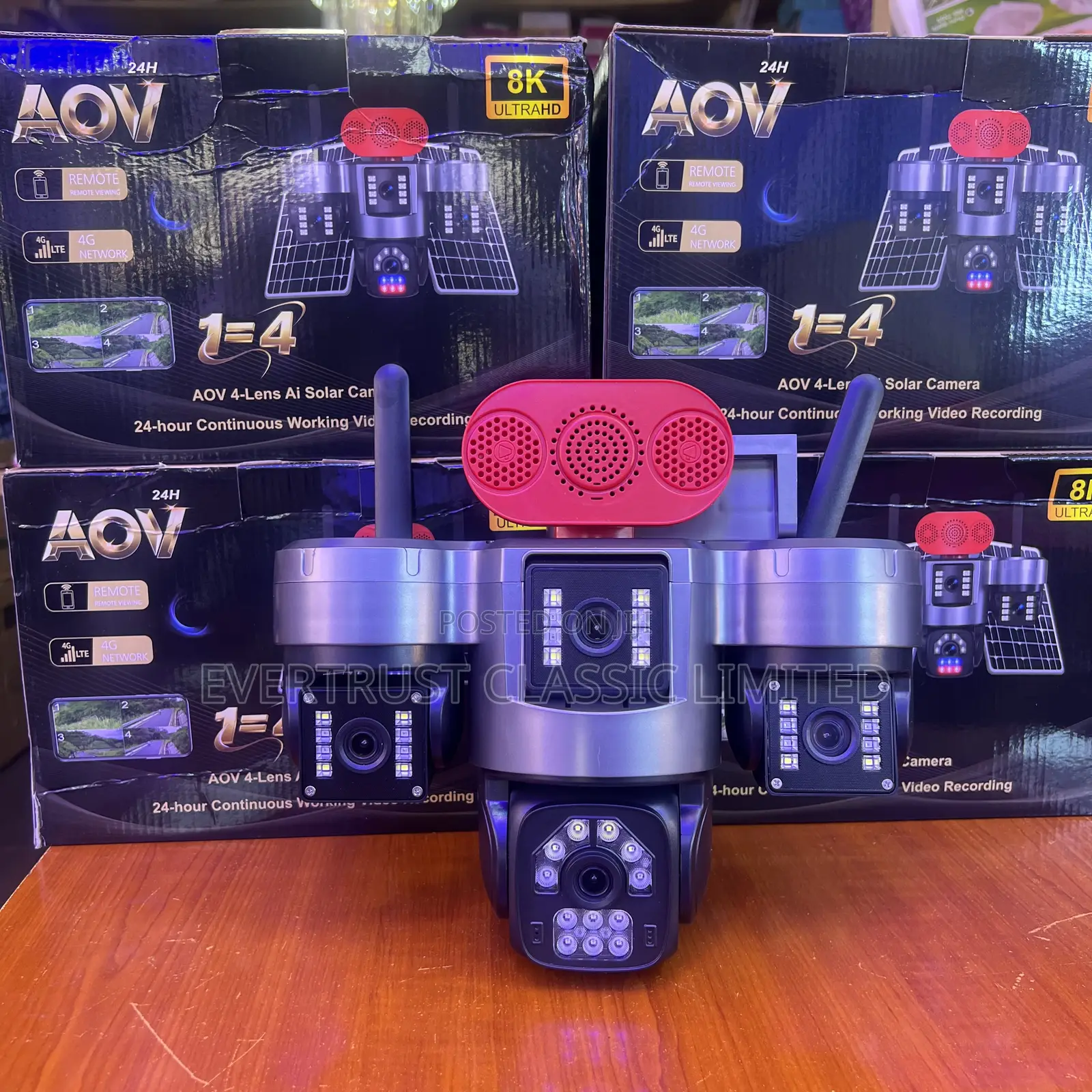 4-Lens Solar CCTV Camera