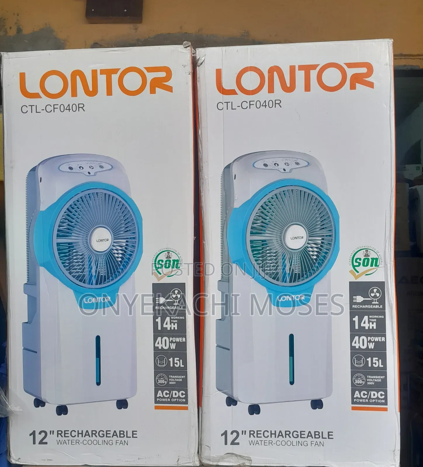Lontor 12 Inches Rechargeable Water Mist Fan