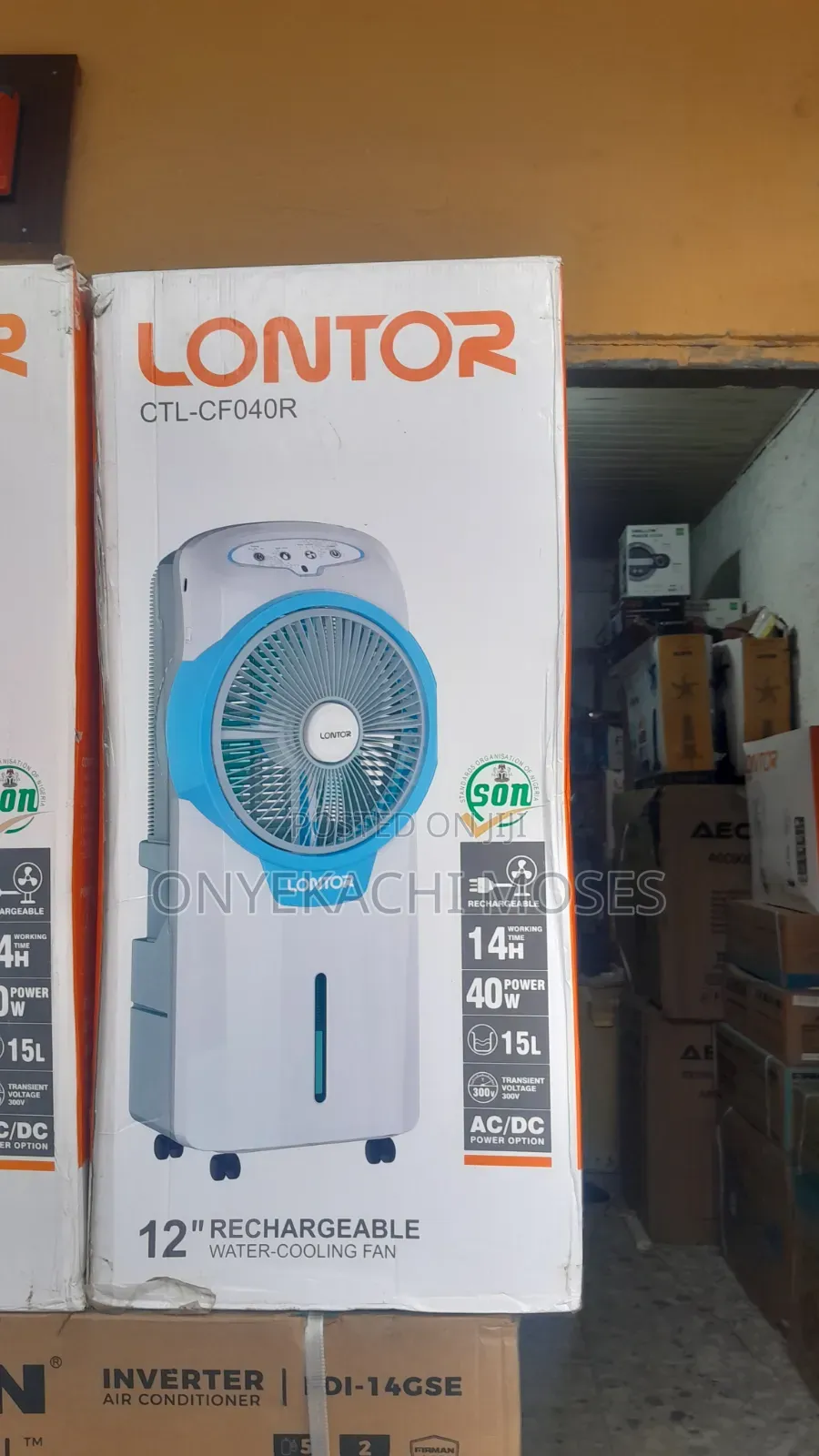 Lontor 12 Inches Rechargeable Water Mist Fan