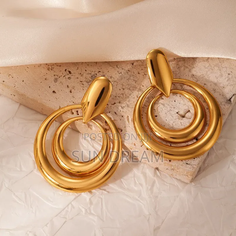 Ladies Golden Earrings Stainless Steel Earrings