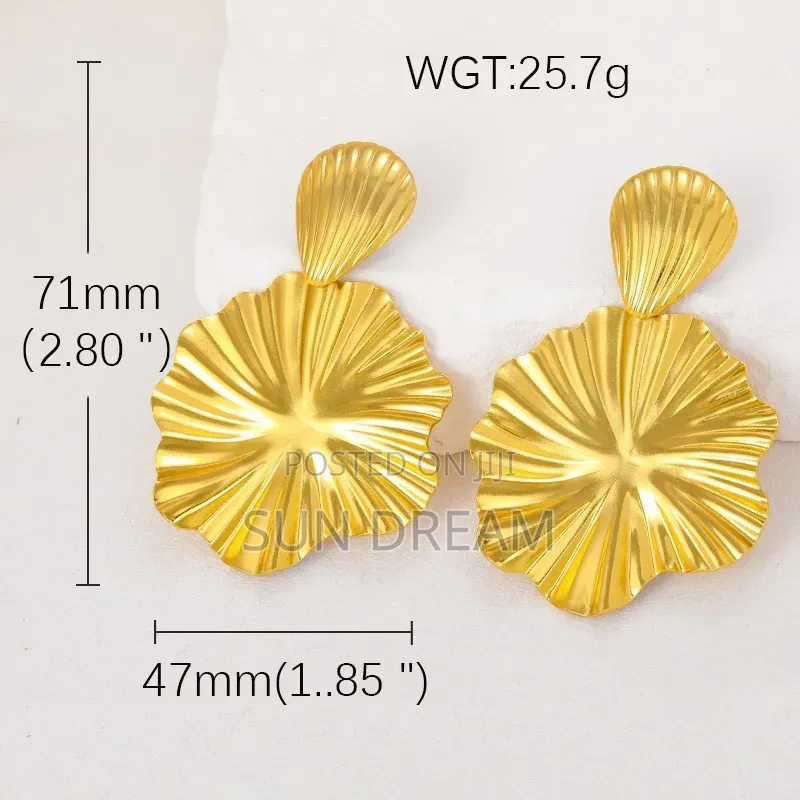 Golden Stainless Steel Earrings Women Jewelry