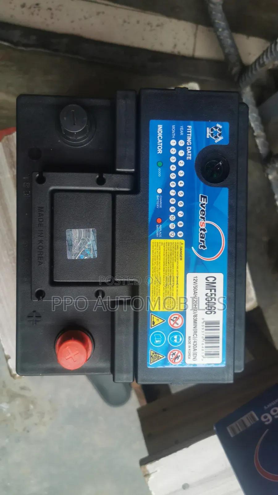 12V 50AH Everstart Maintainance Free Car Battery.