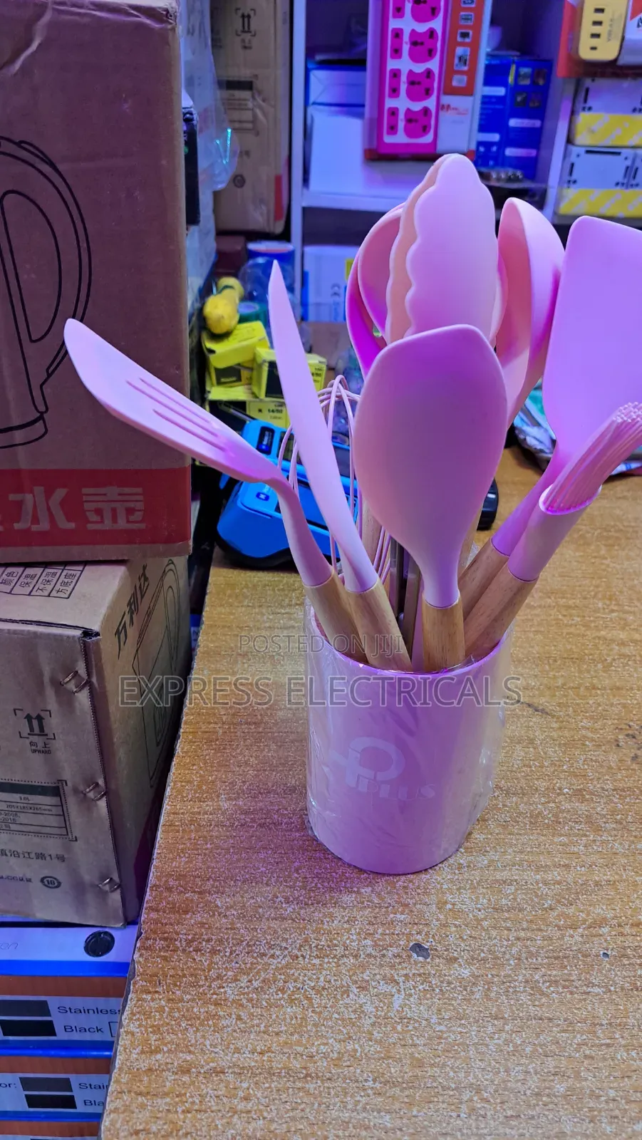 Brand New 12PCS Pink Silicone Kitchen Utensil Set | Wooden Handle