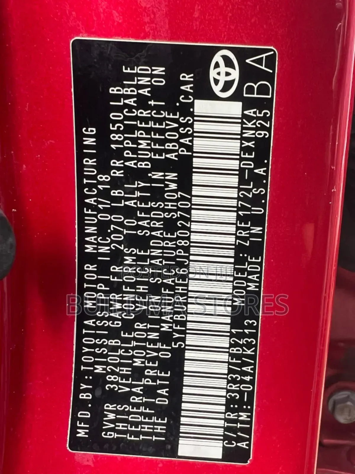 Toyota Corolla LE Eco (1.8L 4cyl 2A) 2018 Red