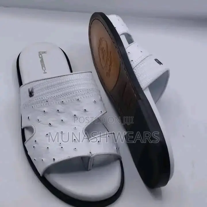 Original Italian Leather Moreschi Brown and White Slipers 40-46