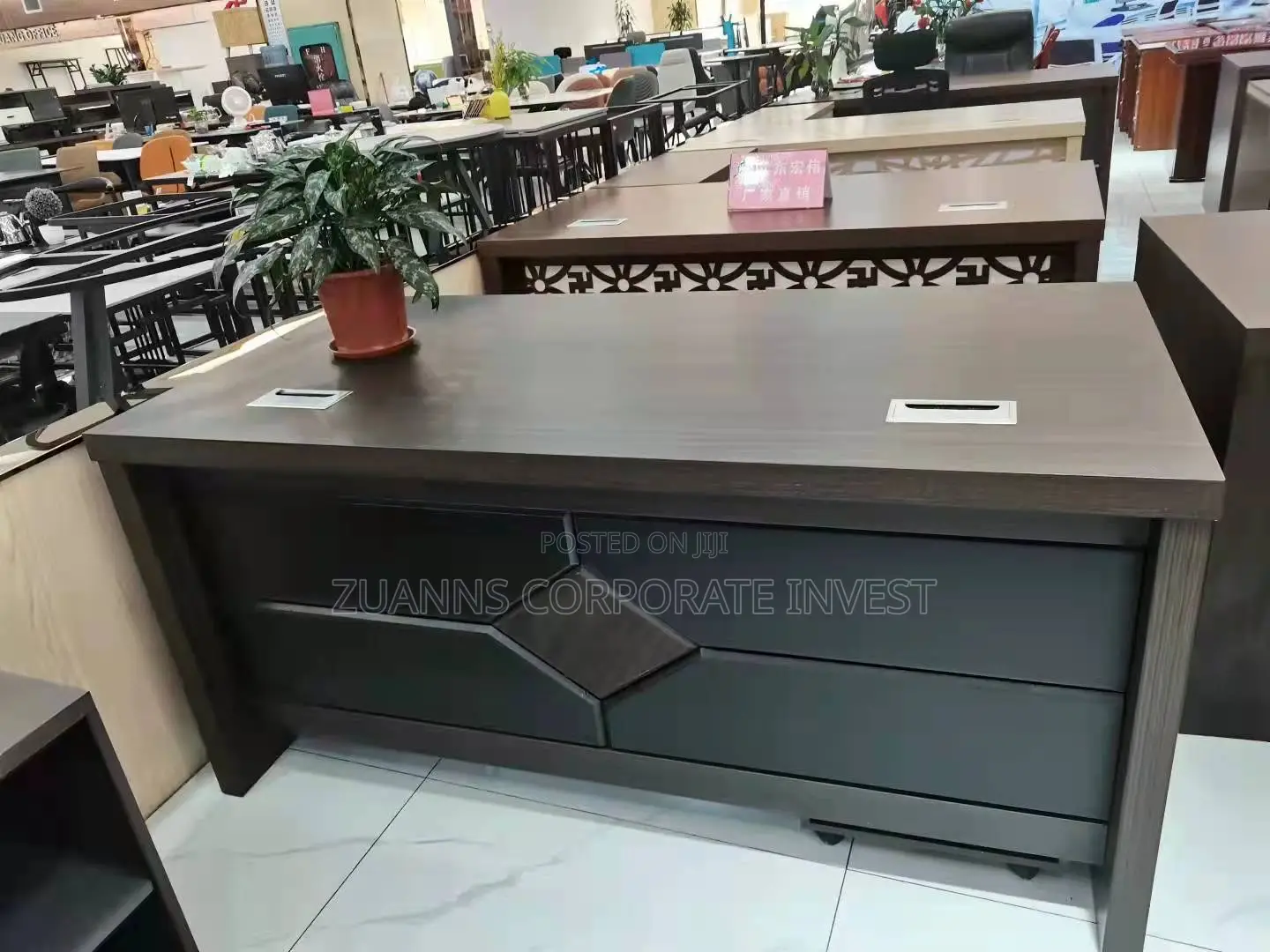 Modern Executive Office Desk With Reinforced Structural Backing.