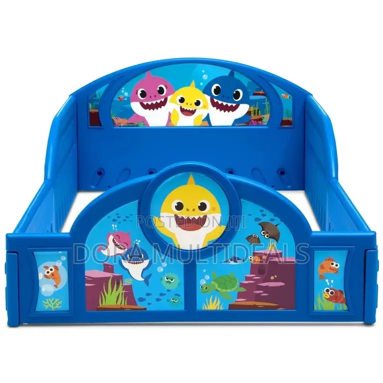 Baby Shark Plastic Sleep and Play Toddler Bed With Guardrails