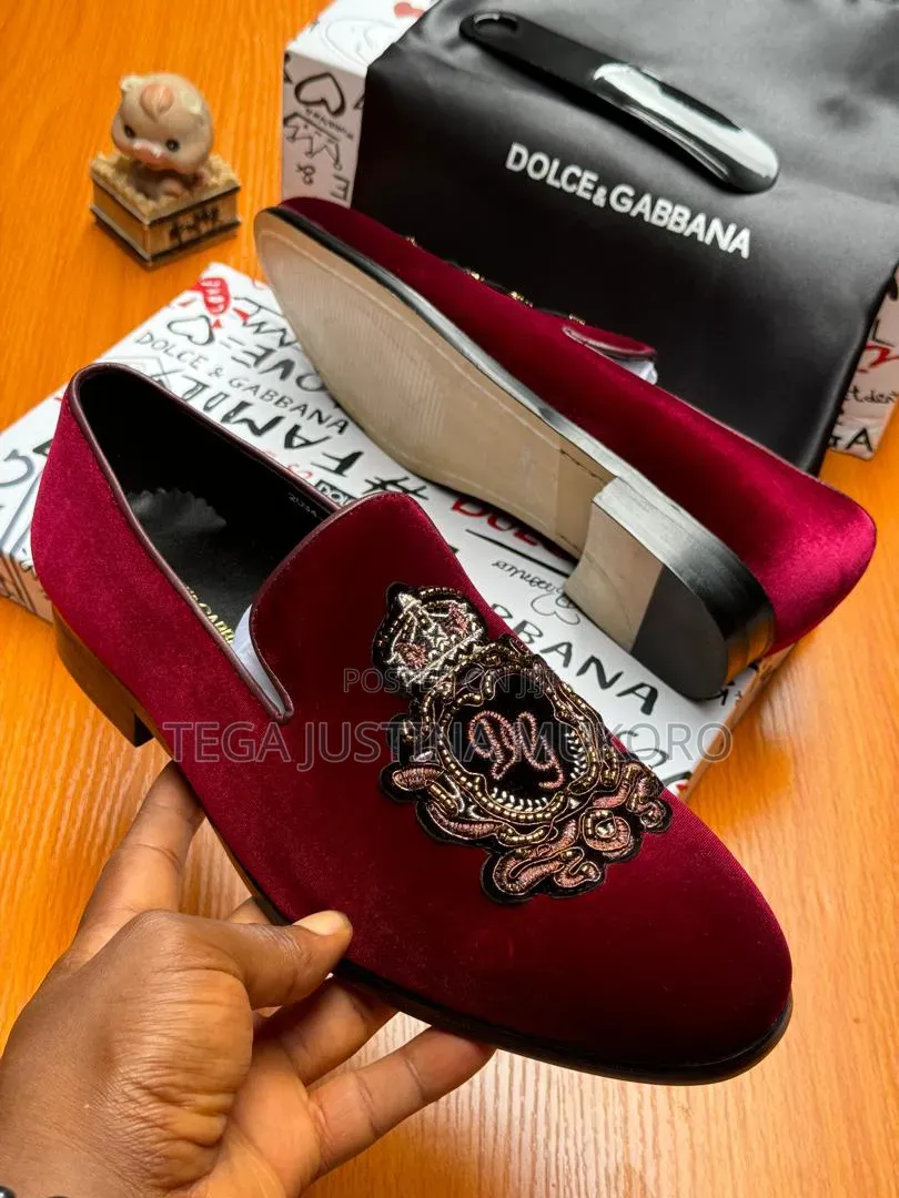 Luxury Dolce and Gabbana Men's Red Dress Shoes