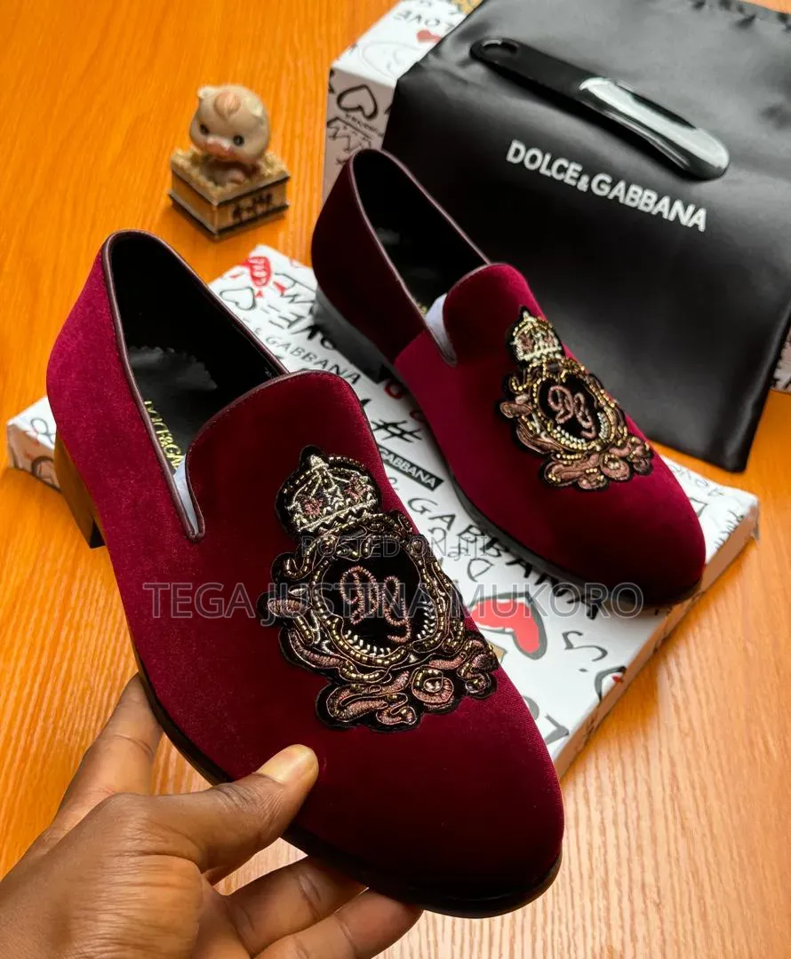 Luxury Dolce and Gabbana Men's Red Dress Shoes