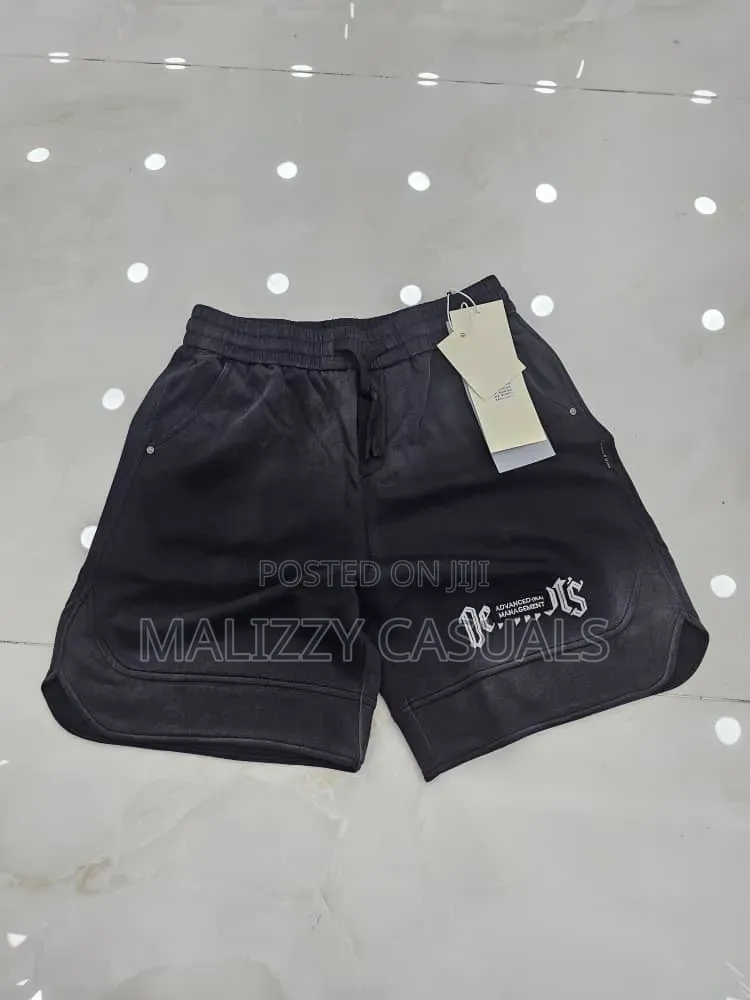 Premium Quality Black Washed Designed Hem Shorts for Men and Women