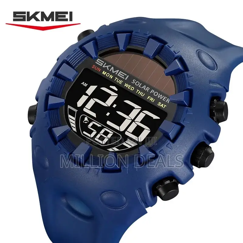 Solar-Powered Rugged Rubber Strap Men's Digital Watches