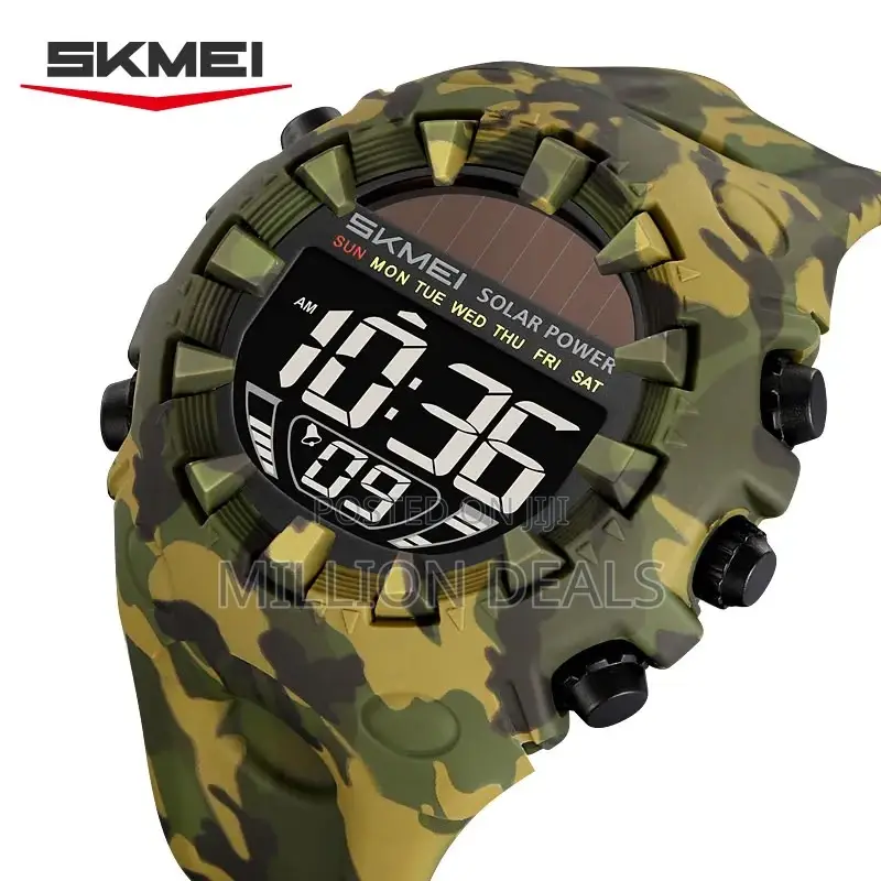 Solar-Powered Rugged Rubber Strap Men's Digital Watches