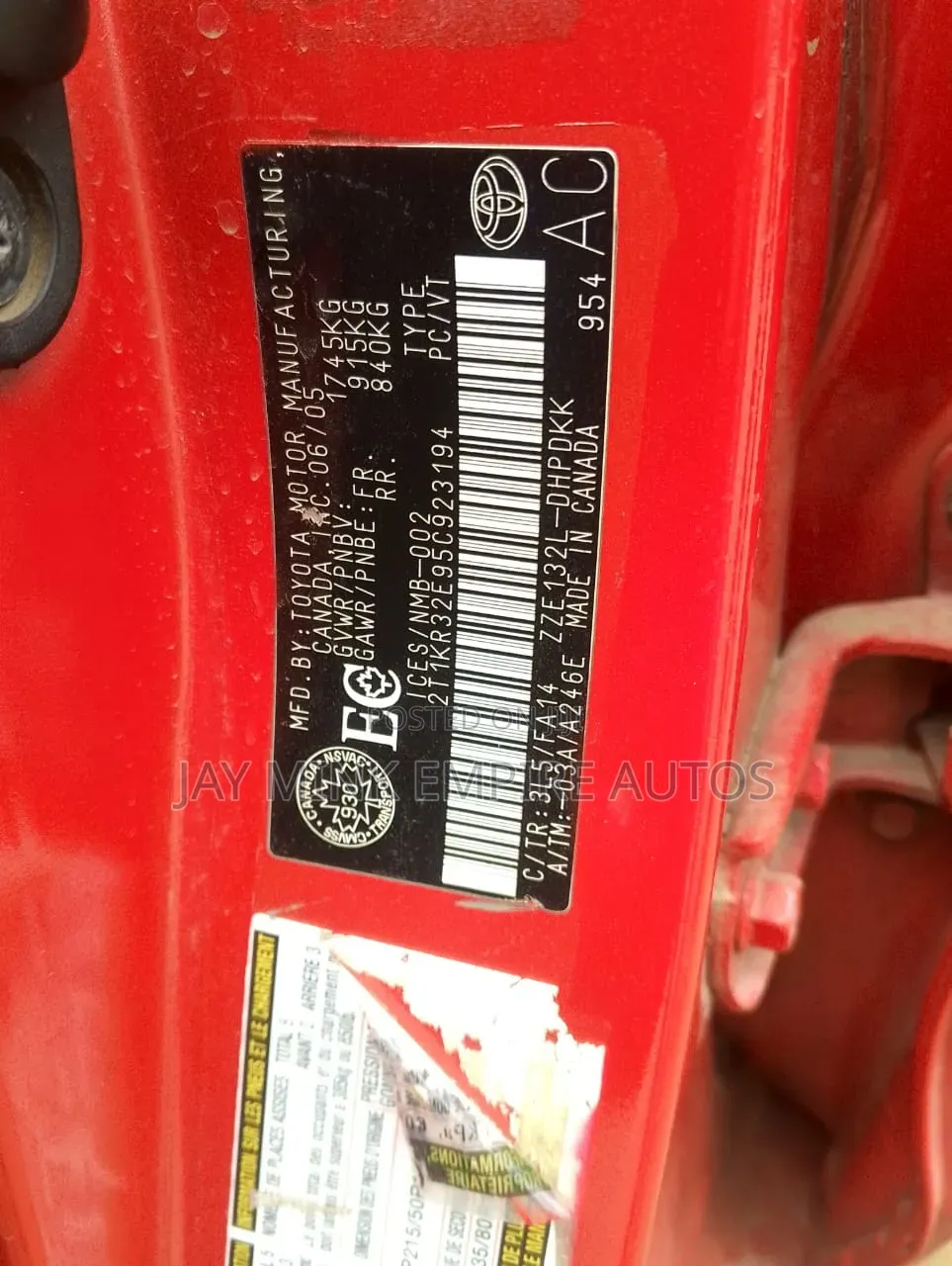 Toyota Matrix 2005 Red
