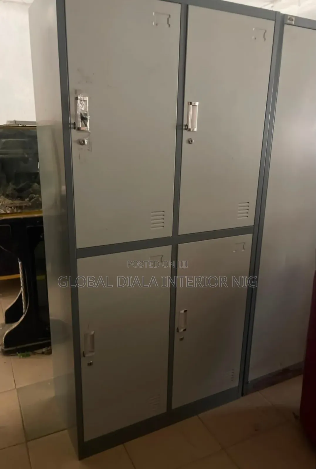 Grey Metal 4-Door Locker Cabinet