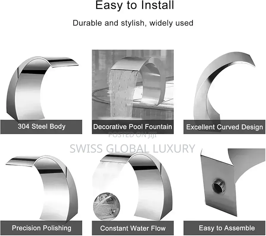 Waterfall Pool Fountain, 304 Stainless Steel