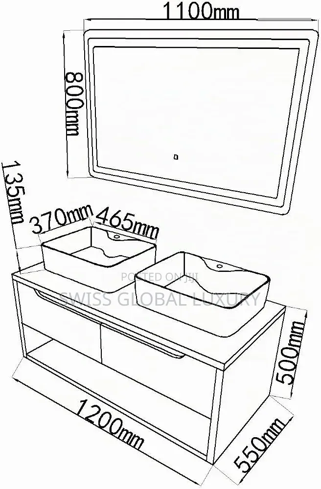120 Bathroom Cabinet Double Basin With LED Mirror