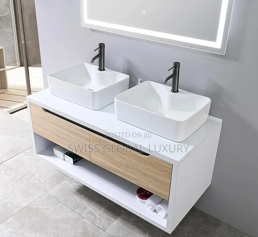120 Bathroom Cabinet Double Basin With LED Mirror