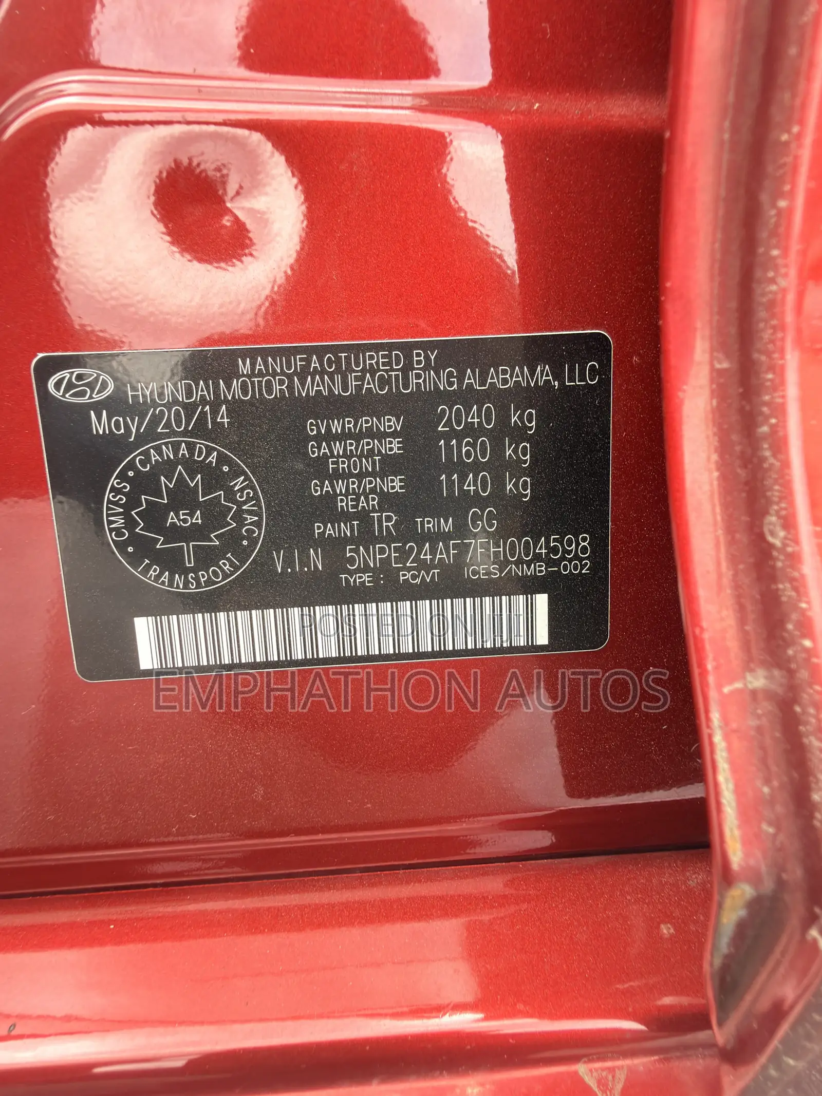 Hyundai Sonata 2014 Red