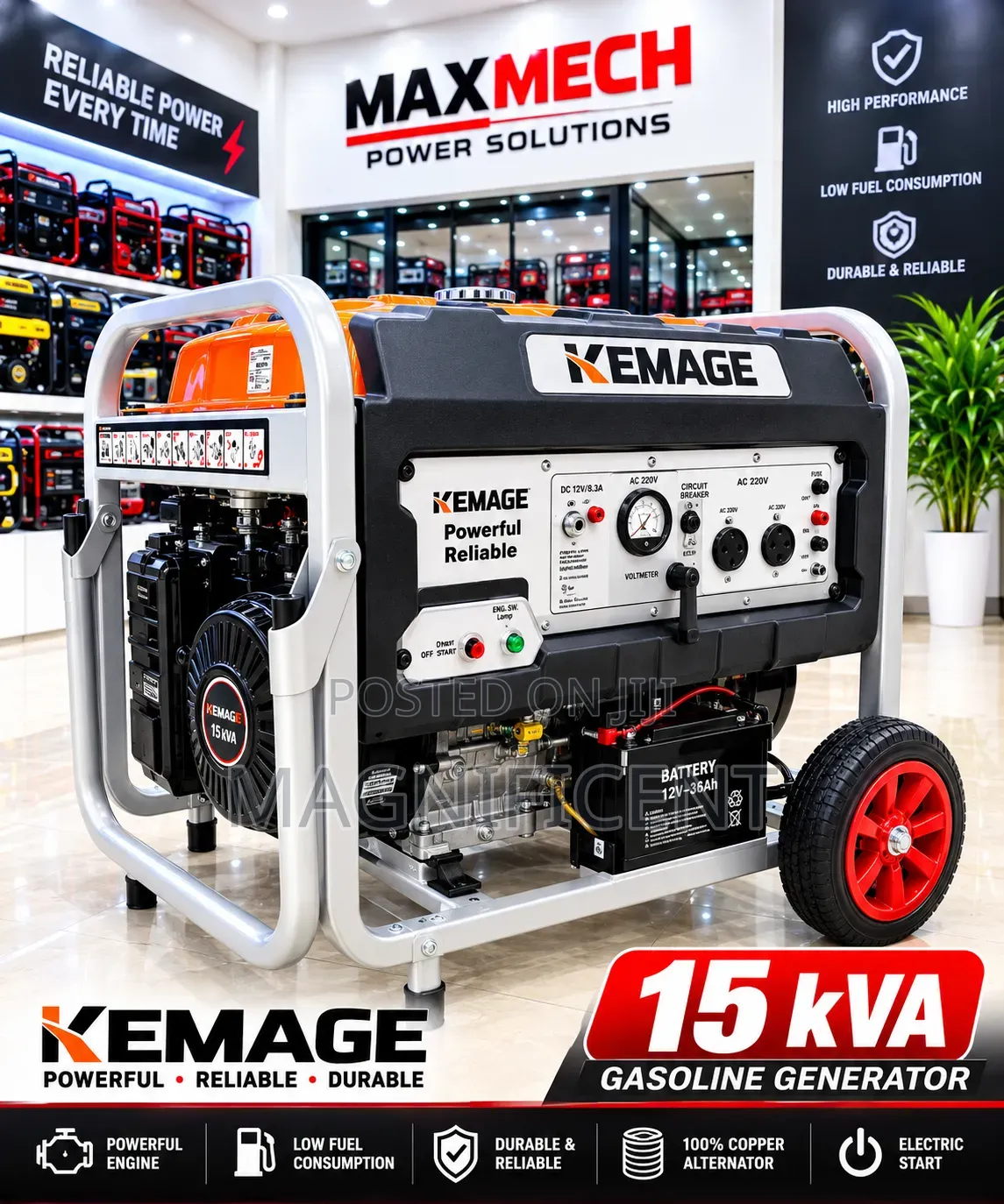 KEMAGE 15kVA Gasoline Generator – Electric Start | Powerful,