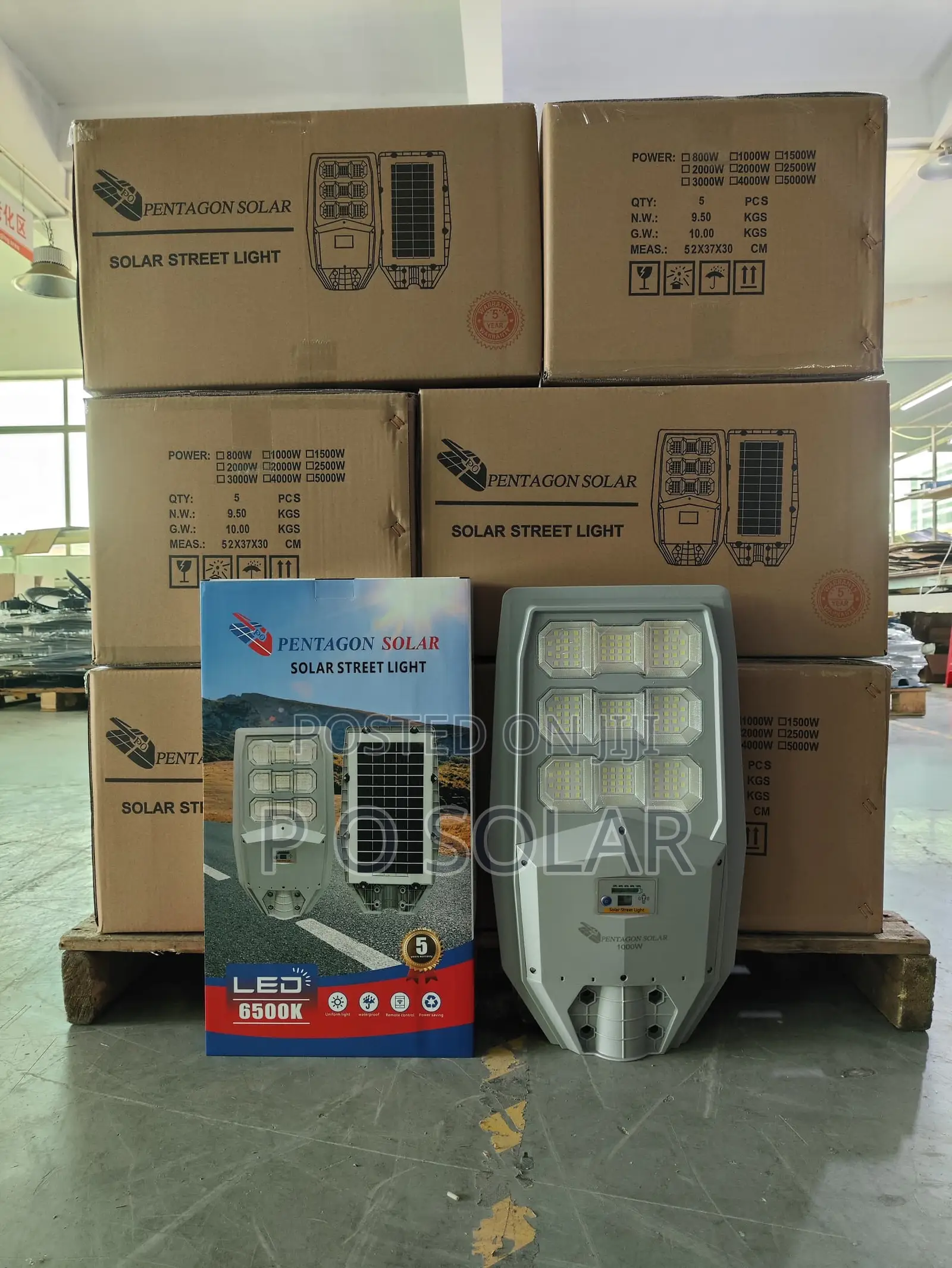 800w P O Pentagon Solar Street Lights