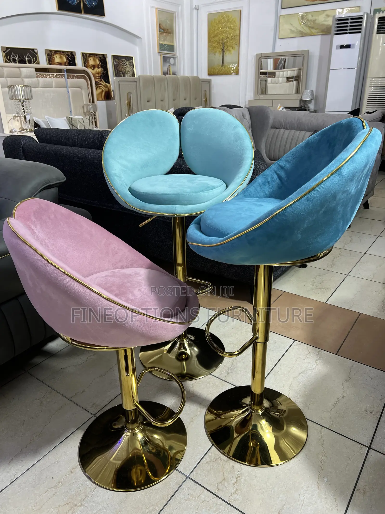 Luxury Velvet Swivel Bar Stools