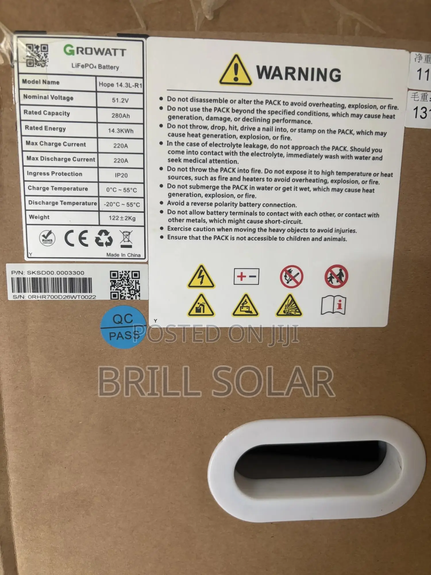 14.3kwh-51.2v Growatt Solar Lithium Battery(Hope 14.3l-R1)