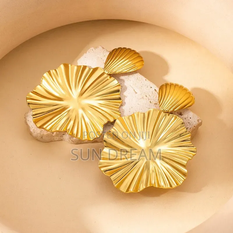 Golden Stainless Steel Woman Earrings