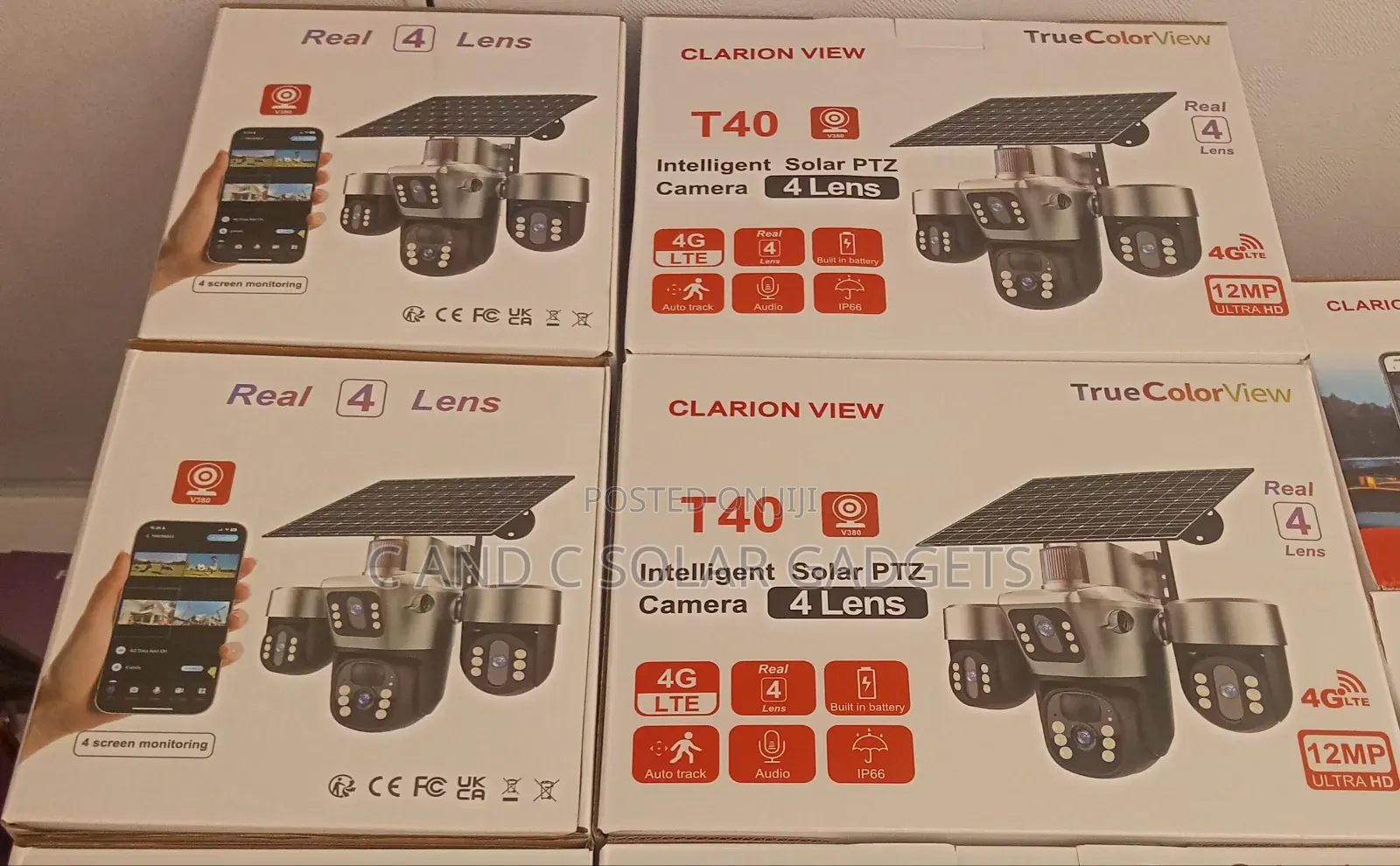 V380 T40 Solar PTZ Camera 4 Lens