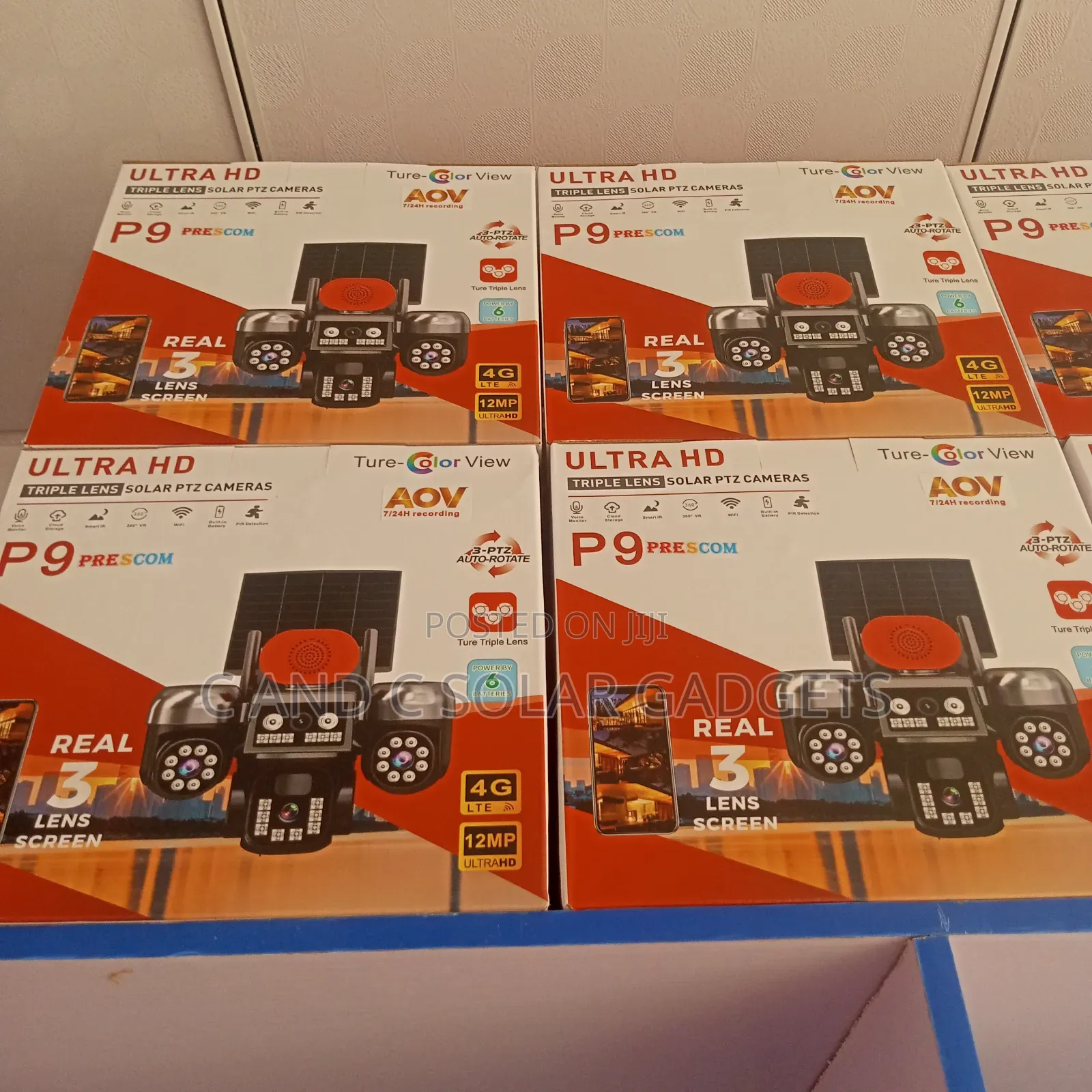 P9 V380 Solar PTZ Camera Triple Lens
