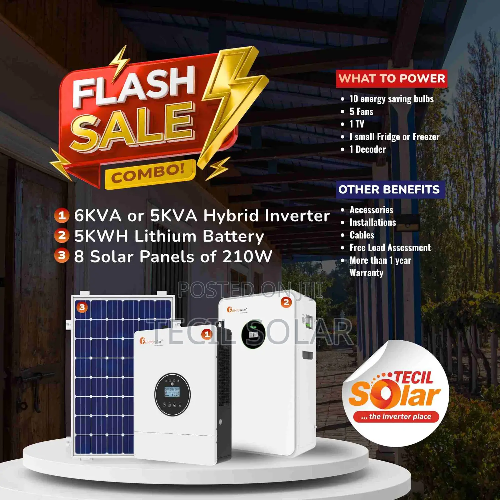 5kva/6kva Complete Solar System 5kWh Lithium Battery + 8 Solar Panels