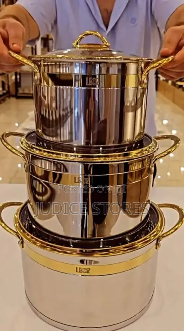 3 Piece Cookware Set With Gold Accents -Multi Big Size