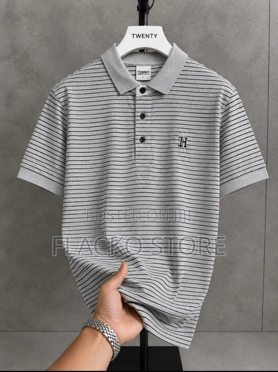 Original New Tommy Hilfiger Collar Neck Stripe T-Shirts
