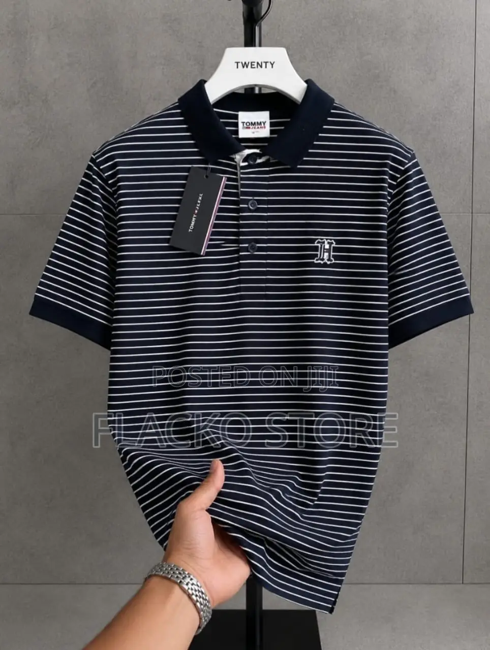 Original New Tommy Hilfiger Collar Neck Stripe T-Shirts